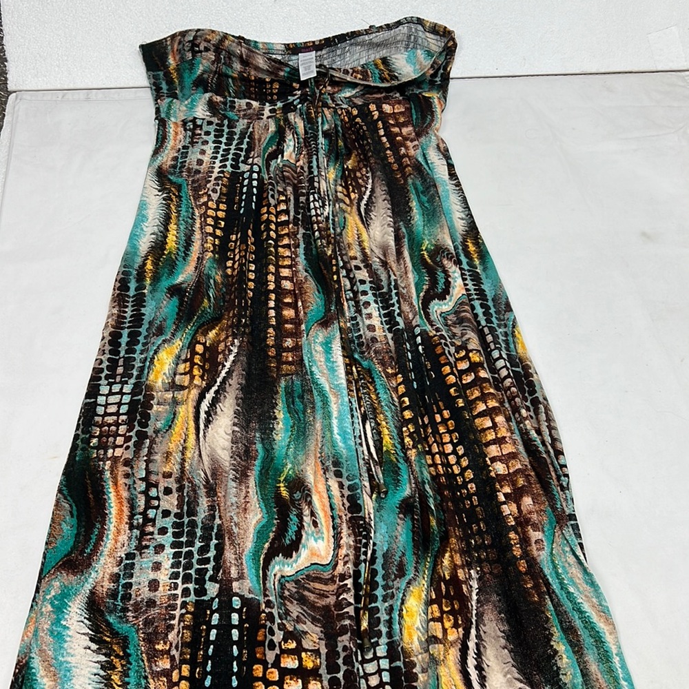 #2079 Mark. Multi-Colored Patterned Strapless Dre… - image 1